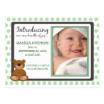 Faire-part de naissance de bébé de Polkadot d'ours Cartes Postales