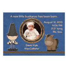 Faire-part de naissance de bébé de thème de cowboy