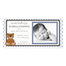 Faire-part de naissance de bigorneau d'ours de nou cartes de vœux avec photo