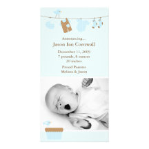 Faire-part de naissance de blanchisserie de bébé b photocartes