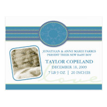 Faire-part de naissance de bleus layette de Bella Cartes Postales