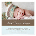 Faire-part de naissance de Brown carré et de bleu 