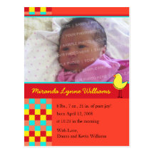 Faire-part de naissance de conception de poussin carte postale