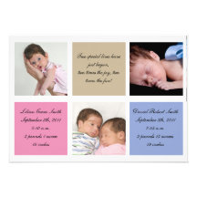 Faire-part de naissance de jumeaux - fille et garç