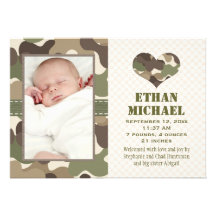 Faire-part de naissance de photo de bébé de coeur 