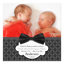 Faire-part de naissance de photo de bébé de jumeau