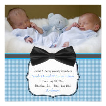 Faire-part de naissance de photo de bébé de jumeau