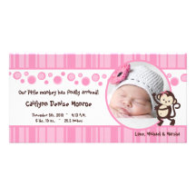 faire-part de naissance de photo de fille de singe carte avec photo