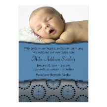 Faire-part de naissance de photo de garçons bleus
