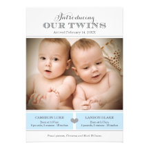 Faire-part de naissance | de photo de jumeaux deux