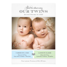 Faire-part de naissance | de photo de jumeaux deux