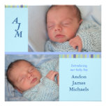 Faire-part de naissance de photo de monogramme de 