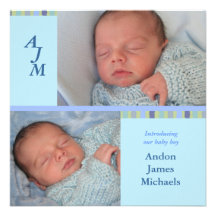 Faire-part de naissance de photo de monogramme de 