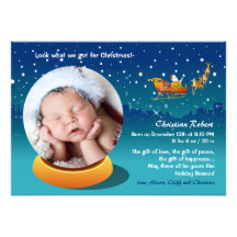 Faire-part de naissance de photo de Noël de globe 