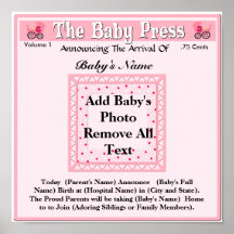 Faire-part de naissance de photo de souvenir affiches