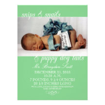 Faire-part de naissance de photo de vert de bouts 