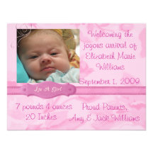 Faire-part de naissance de rose de rose