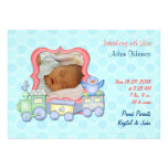 Faire-part de naissance de train de jouet d'oiseau