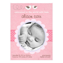 Faire-part de naissance d'oiseau de bébé