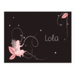 Faire-part de naissance fée rose étoiles arabesque cartes postales