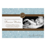 faire-part de naissance floral bleu de photo du bé