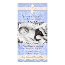 Faire-part de naissance floral bleu et orange cartes avec photo