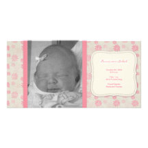 Faire-part de naissance floral vintage doux cartes avec photo