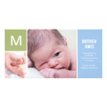 Faire-part de naissance initial de bébé - bleu cartes avec photo