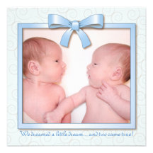 Faire-part de naissance jumeau rêveur bleu de phot