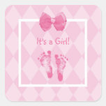 Faire-part de naissance mignon d'empreintes de pas autocollant