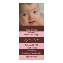 Faire-part de naissance moderne - rose et rayure d