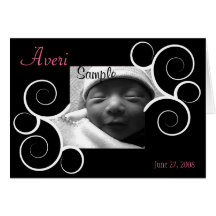 Faire-part de naissance noir de photo de remous carte