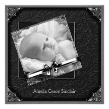 Faire-part de naissance noir élégant de photo de d