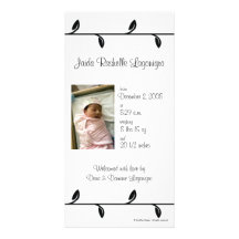 Faire-part de naissance noir et blanc de vigne cartes de vœux avec photo
