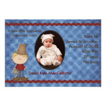 Faire-part de naissance occidental de bébé de thèm