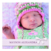 Faire-part de naissance pourpre de photo de bébé d