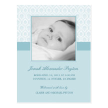 Faire-part de naissance précieux de bébé de damass carte postale