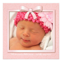 Faire-part de naissance rêveur rose de photo de bé