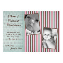 faire-part de naissance rose bleu JUMEAU de photo 