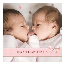 Faire-part de naissance rose de photo de bébé de f