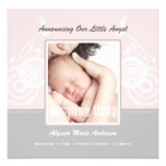 Faire-part de naissance rose de photo de fille