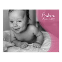 Faire-part de naissance rose de photo d'ondulation cartes postales