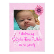 Faire-part de naissance rose de rougissement