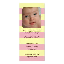 Faire-part de naissance - rose et jaune