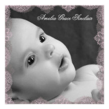 Faire-part de naissance rose et noir élégant de ph