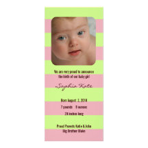 Faire-part de naissance - rose et vert