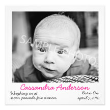 Faire-part de naissance rose polaroïd