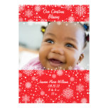 Faire-part de naissance rouge de Noël de flocon de