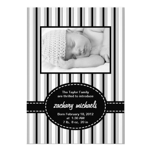 Faire-part de naissance snob de photo de rayures
