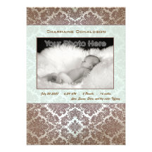 Faire-part de naissance vert classique de bébé